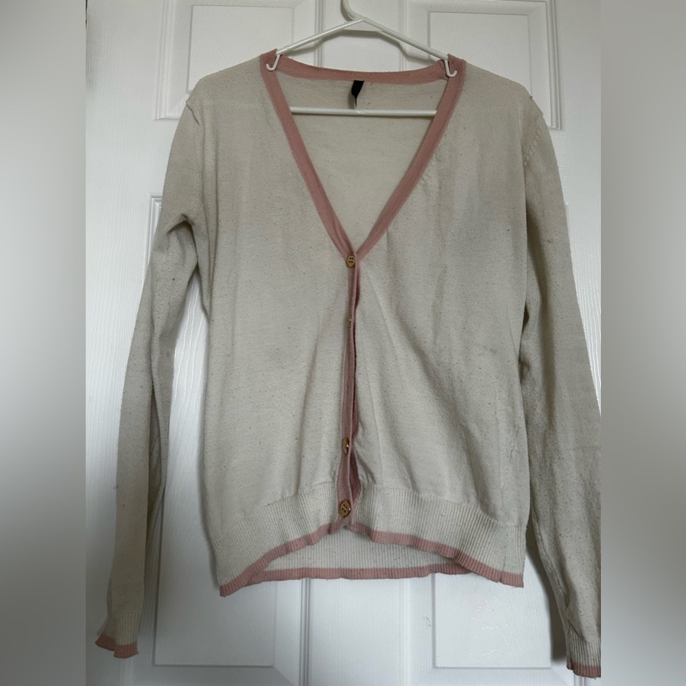 Pink and white cardigan